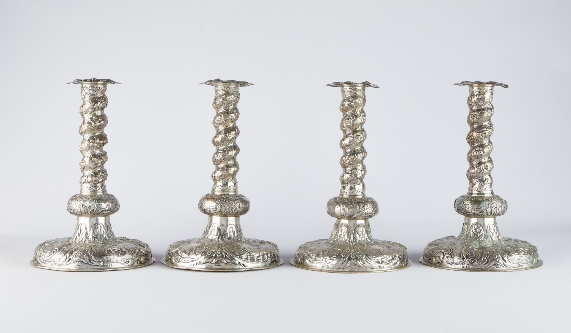 Set: 4 Silver 19th c. Sterling Candlesticks - Bild 5 aus 16