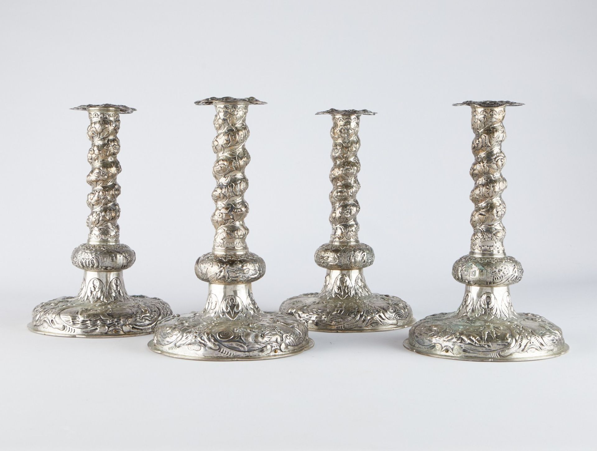 Set: 4 Silver 19th c. Sterling Candlesticks