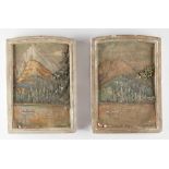 Pair of Plaster Reliefs of a Lake and Mountain