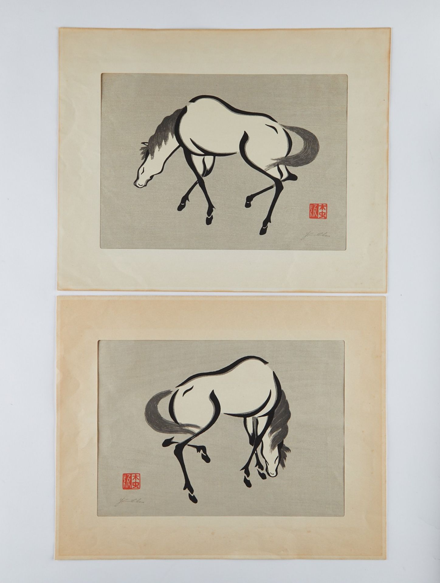 Pr: Aoyama Seizan Horse Woodblock Prints