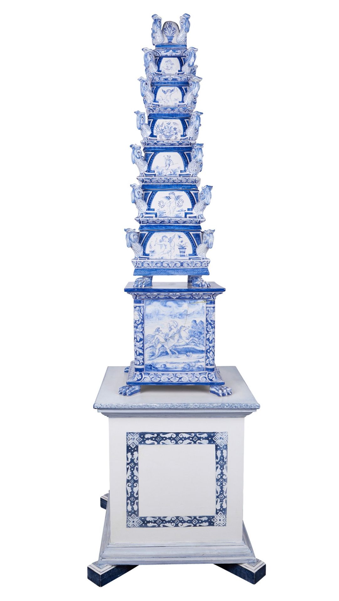 Large Dutch Delft 8 Tiered Porcelain Tulipiere - Bild 4 aus 29