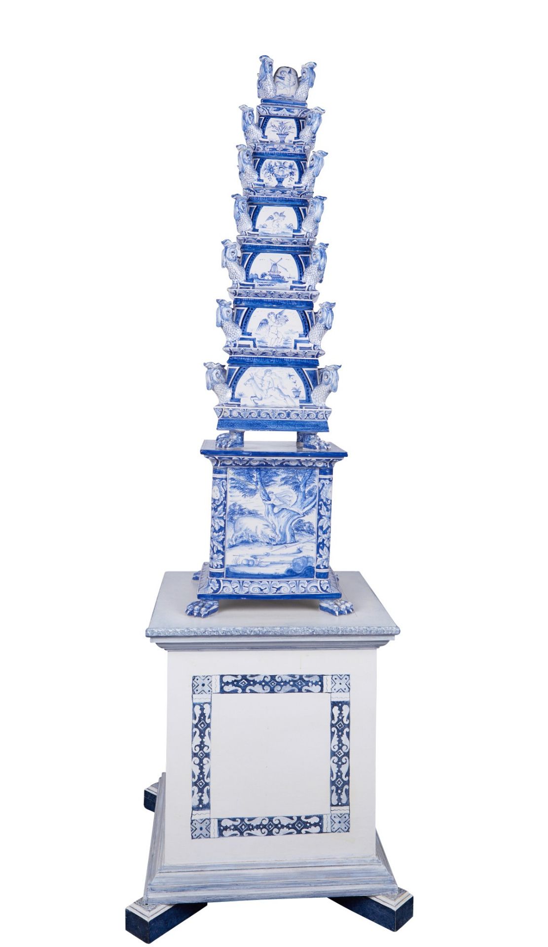 Large Dutch Delft 8 Tiered Porcelain Tulipiere - Bild 3 aus 29