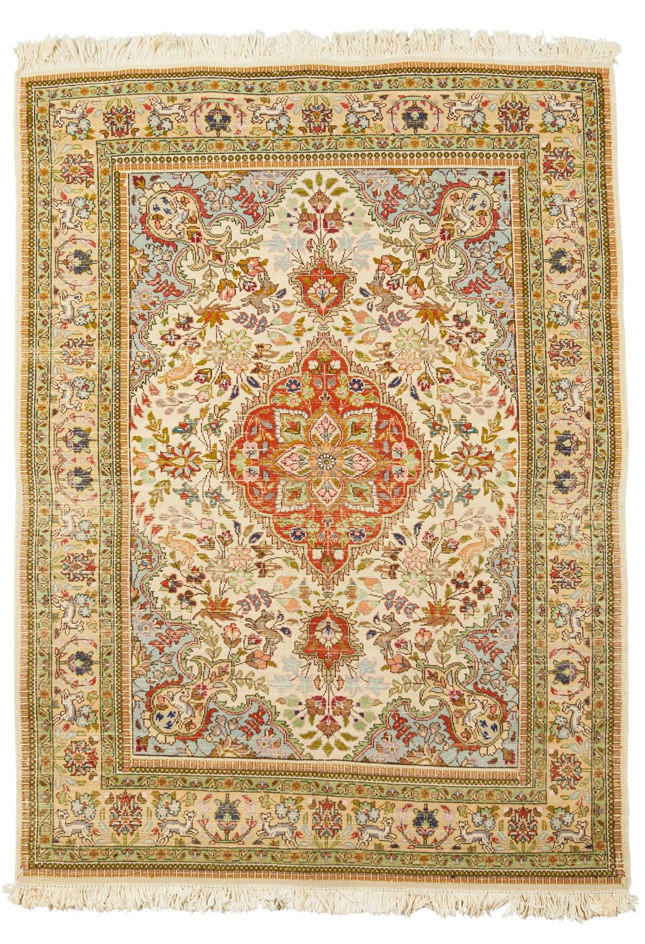 Cream Persian Tabriz Rug 7' x 4'8" - Bild 2 aus 7