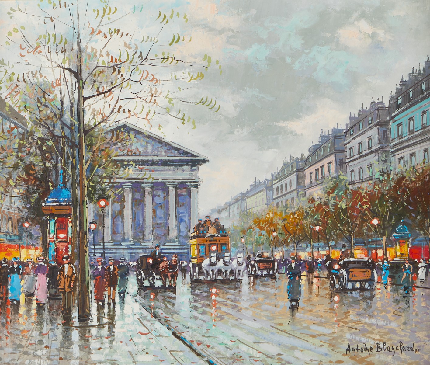 Signed Antoine Blanchard Paris Street Painting Rue Tronchet