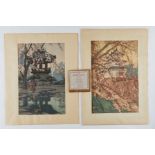 Pr: Hiroshi Yoshida Woodblock Prints - Signed in Plate