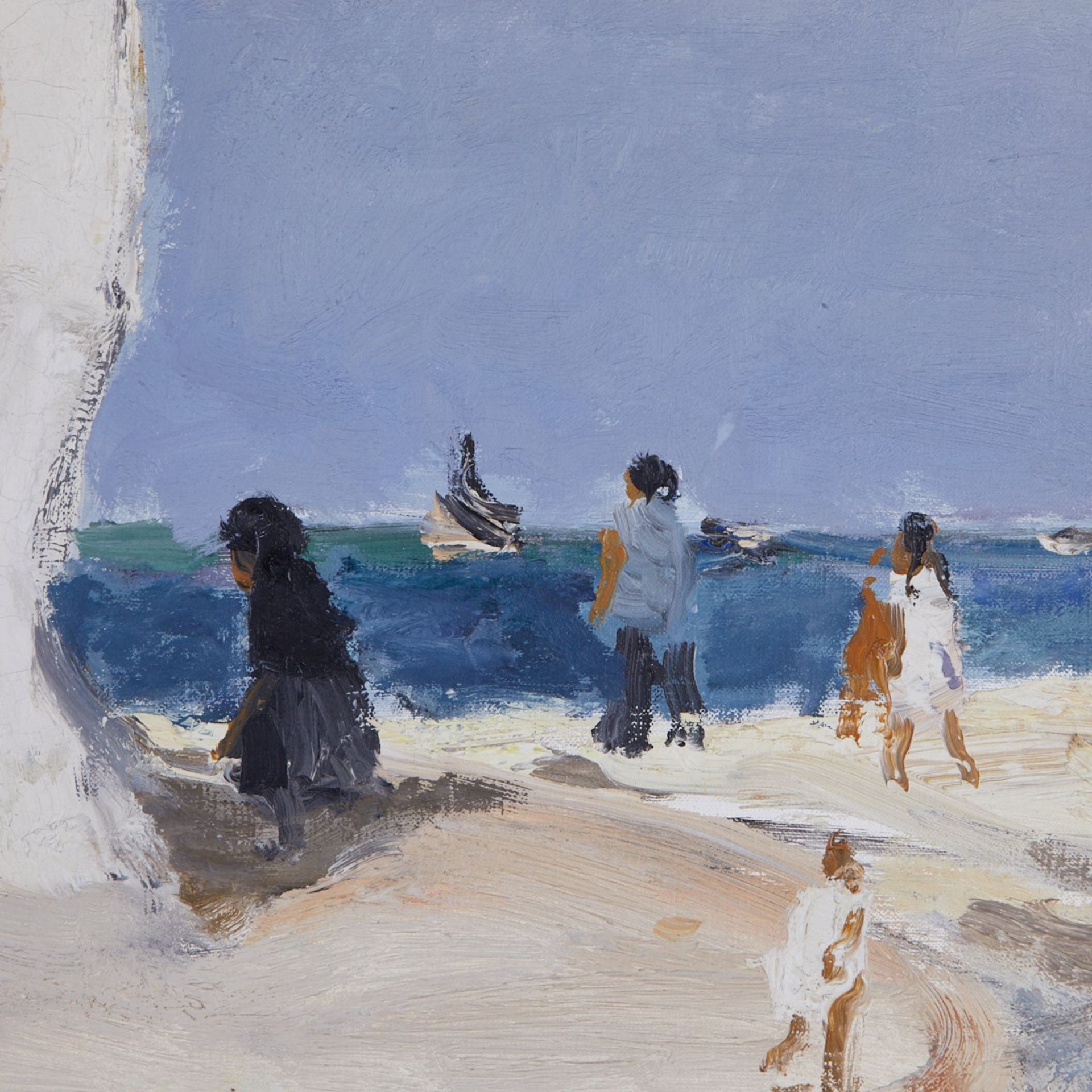 Gaston Sebire Beach Scene Painting - Image 4 of 7