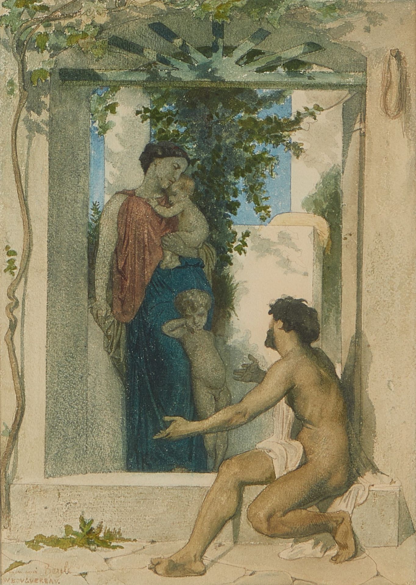 William Bouguereau Watercolor Painting - Bild 2 aus 4