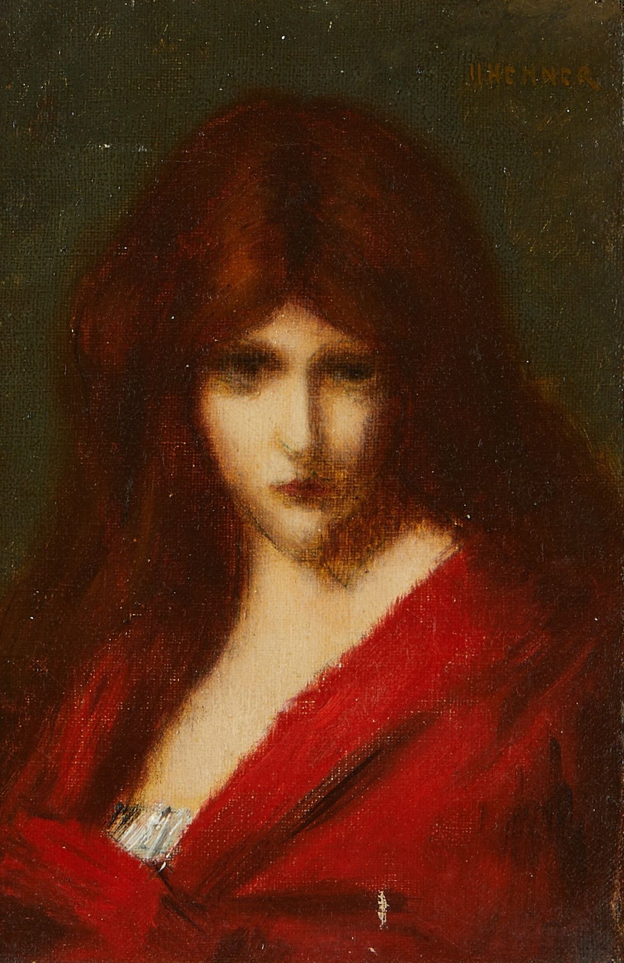 Jean-Jacques Henner Portrait of a Lady in Red - Bild 2 aus 6