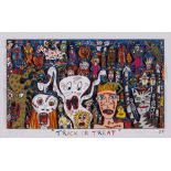 James Rizzi "Trick or Treat" Mixed Media Collage