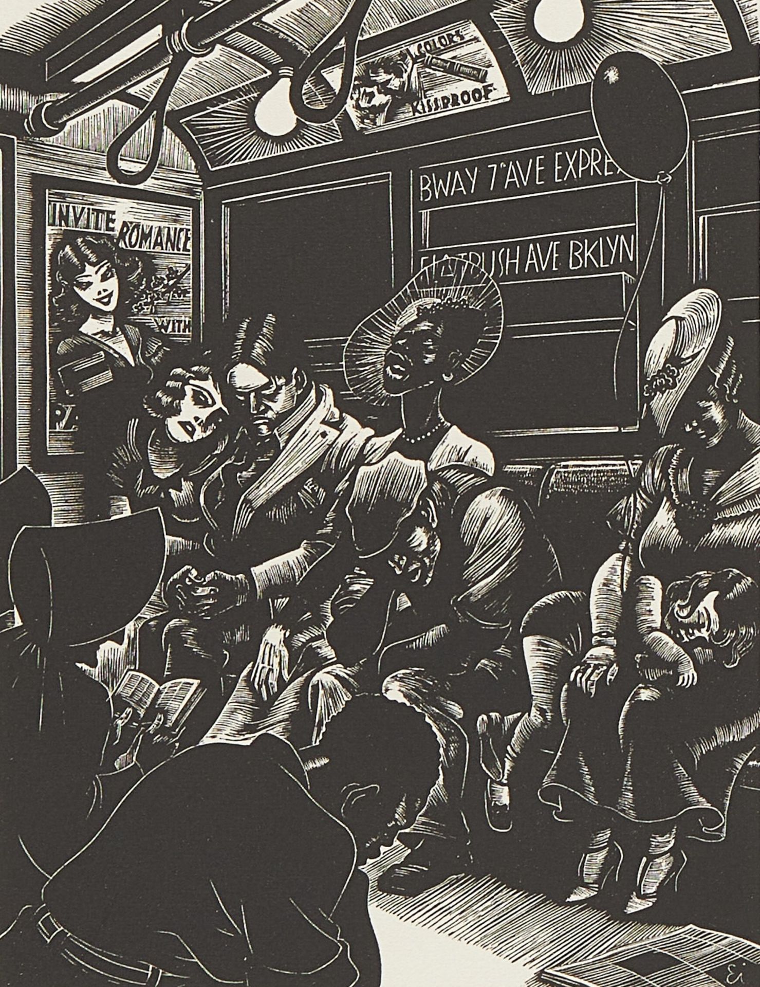 Fritz Eichenberg "Subway" Wood Engraving