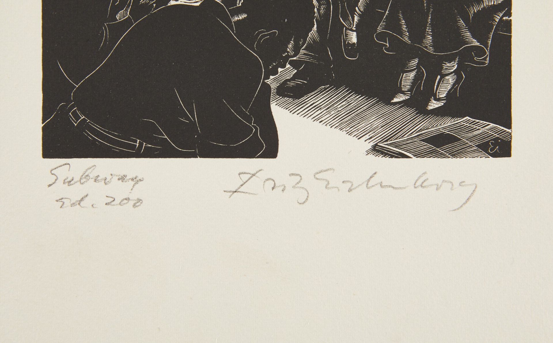 Fritz Eichenberg "Subway" Wood Engraving - Bild 4 aus 4