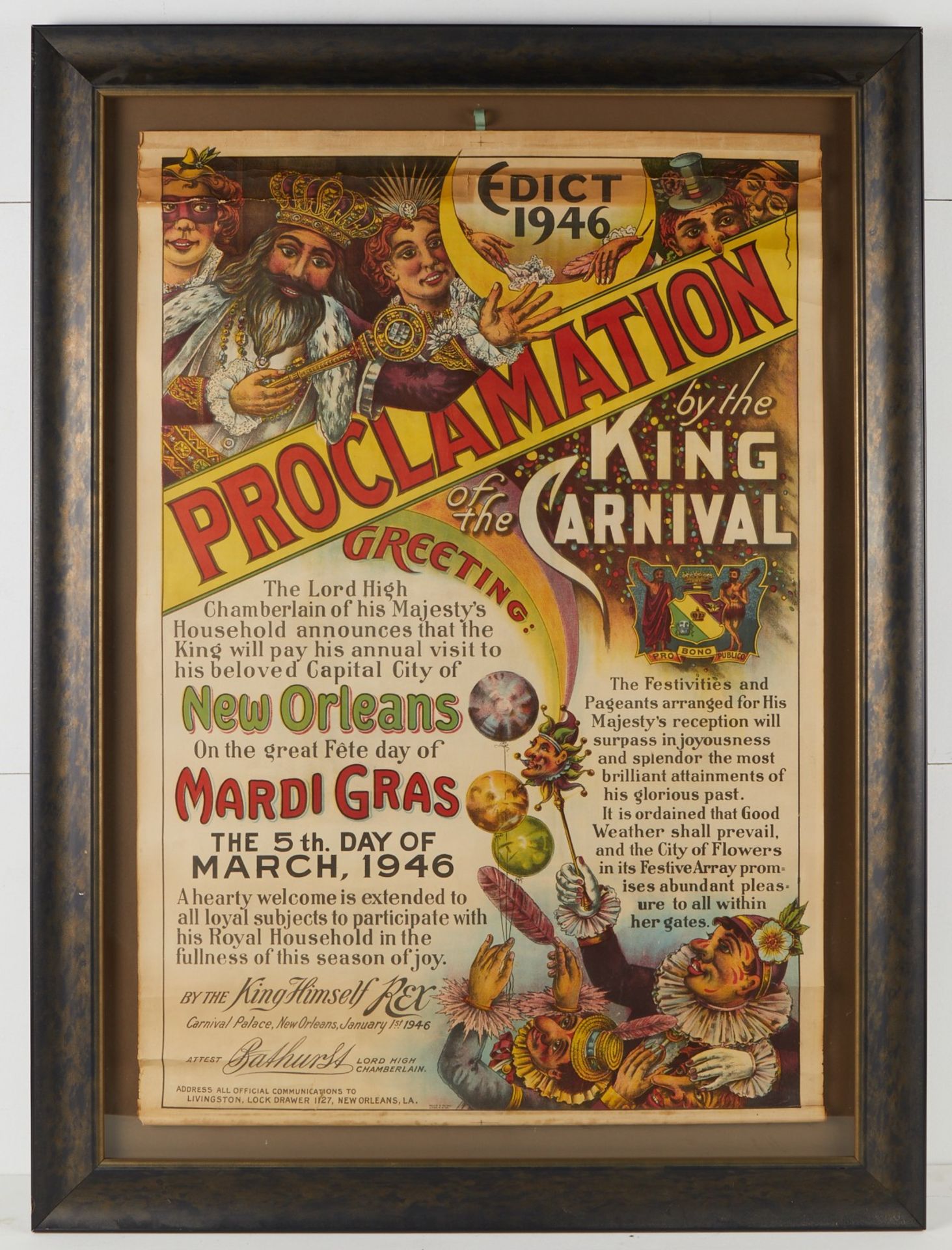 1946 Mardi Gras Rex Proclamation Poster - Bild 2 aus 5