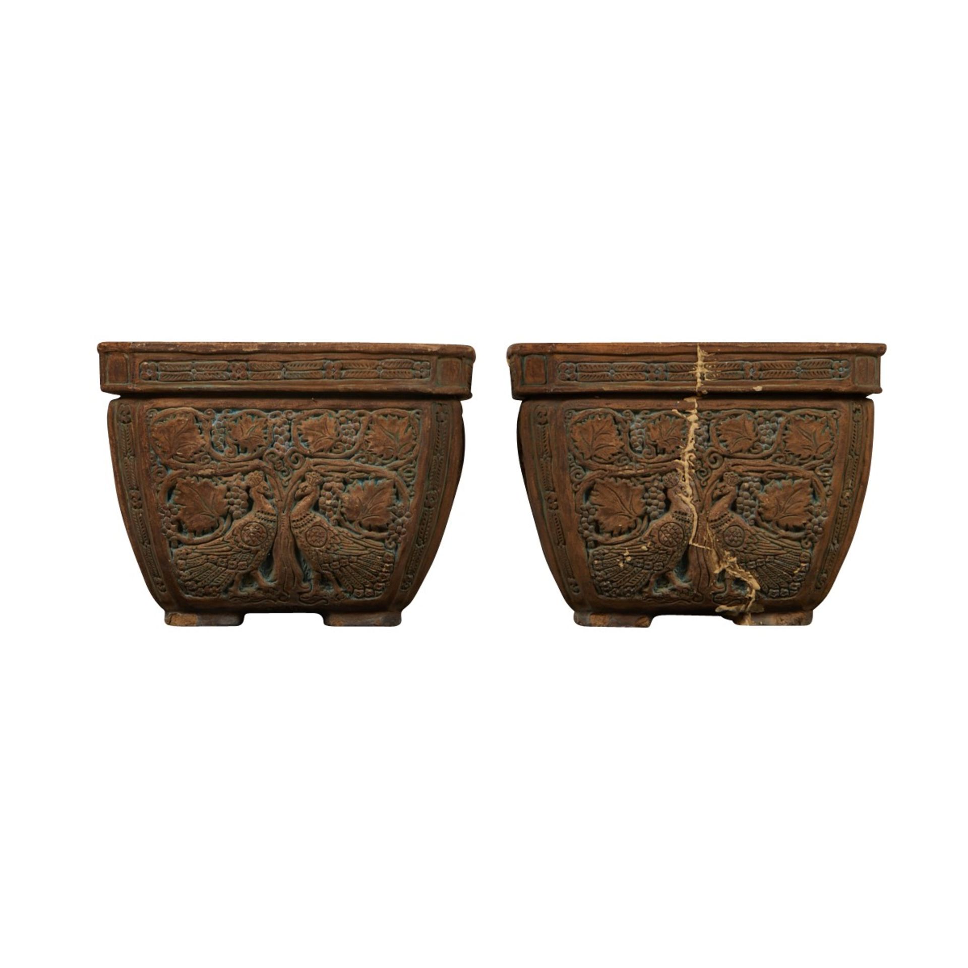 Pr: Large Ernest Batchelder Peacock Planters - Bild 4 aus 10