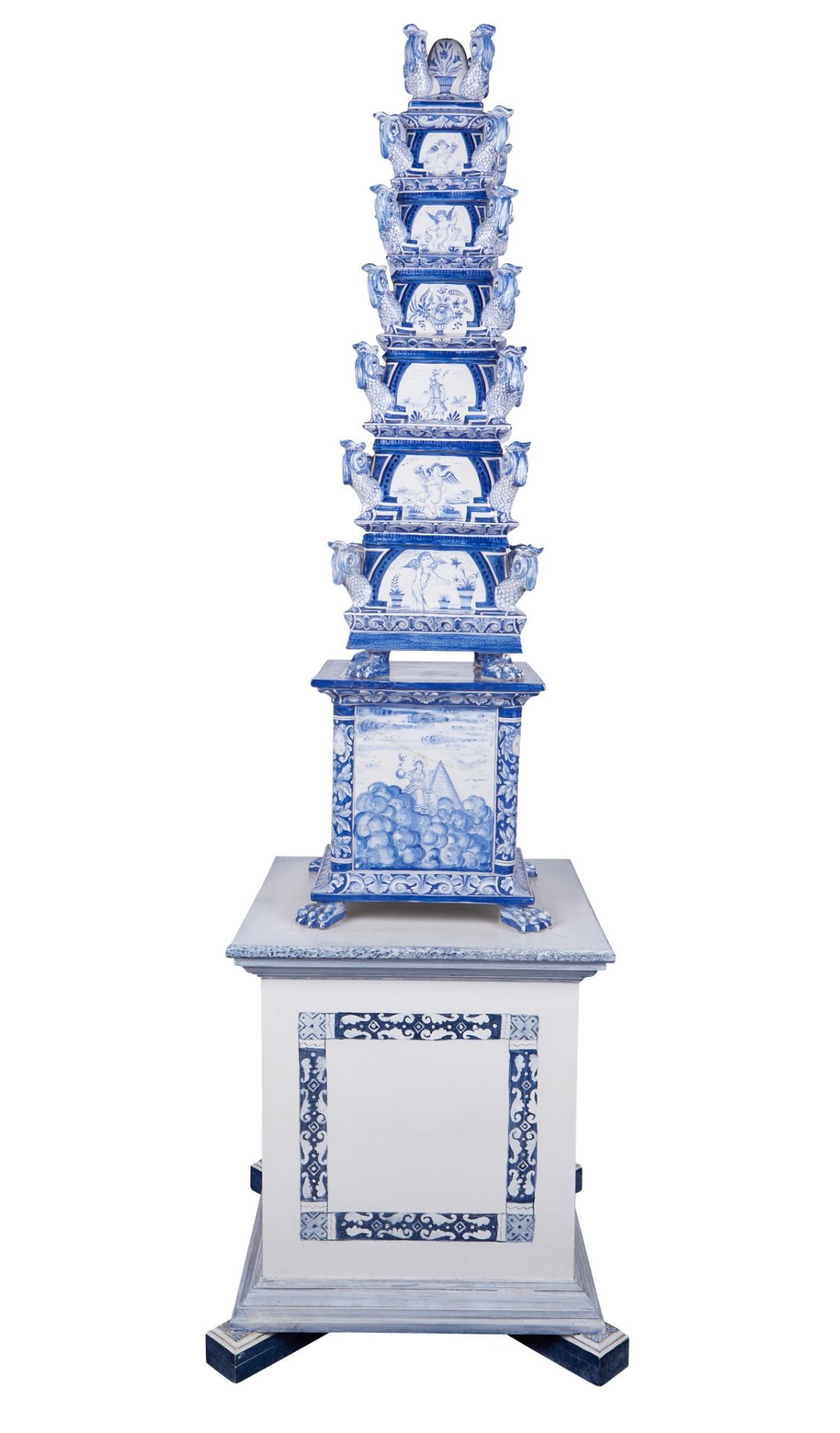 Large Dutch Delft 8 Tiered Porcelain Tulipiere - Bild 6 aus 29