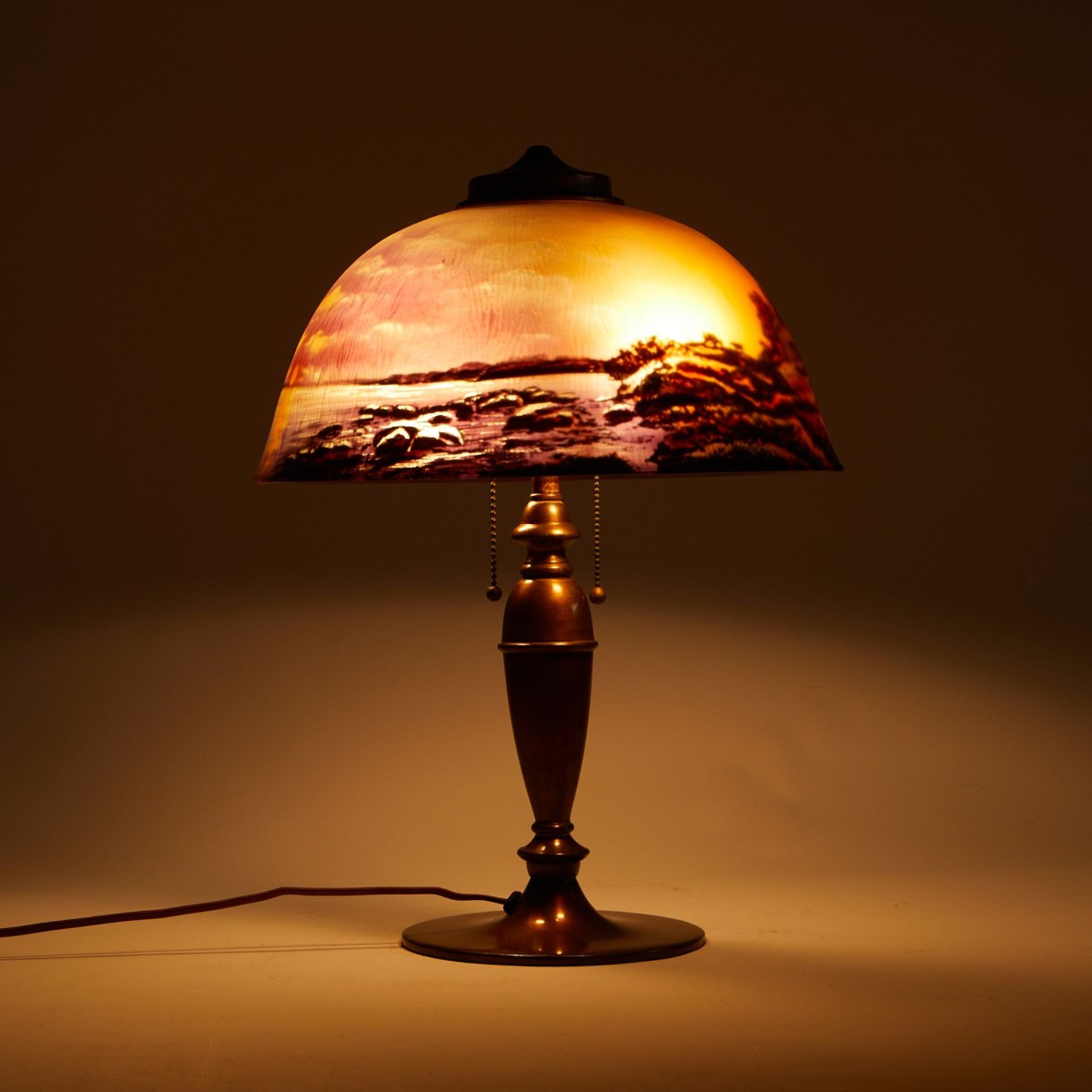 Pittsburgh Arts & Crafts Reverse Painted Lamp - Bild 2 aus 6