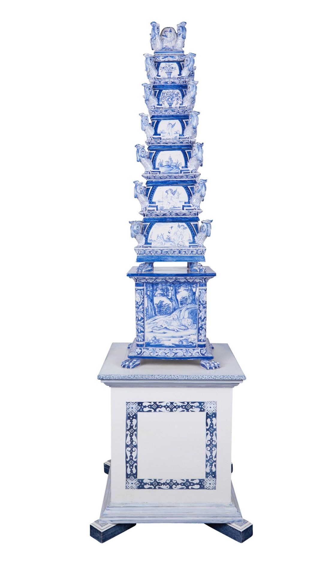 Large Dutch Delft 8 Tiered Porcelain Tulipiere - Bild 5 aus 29