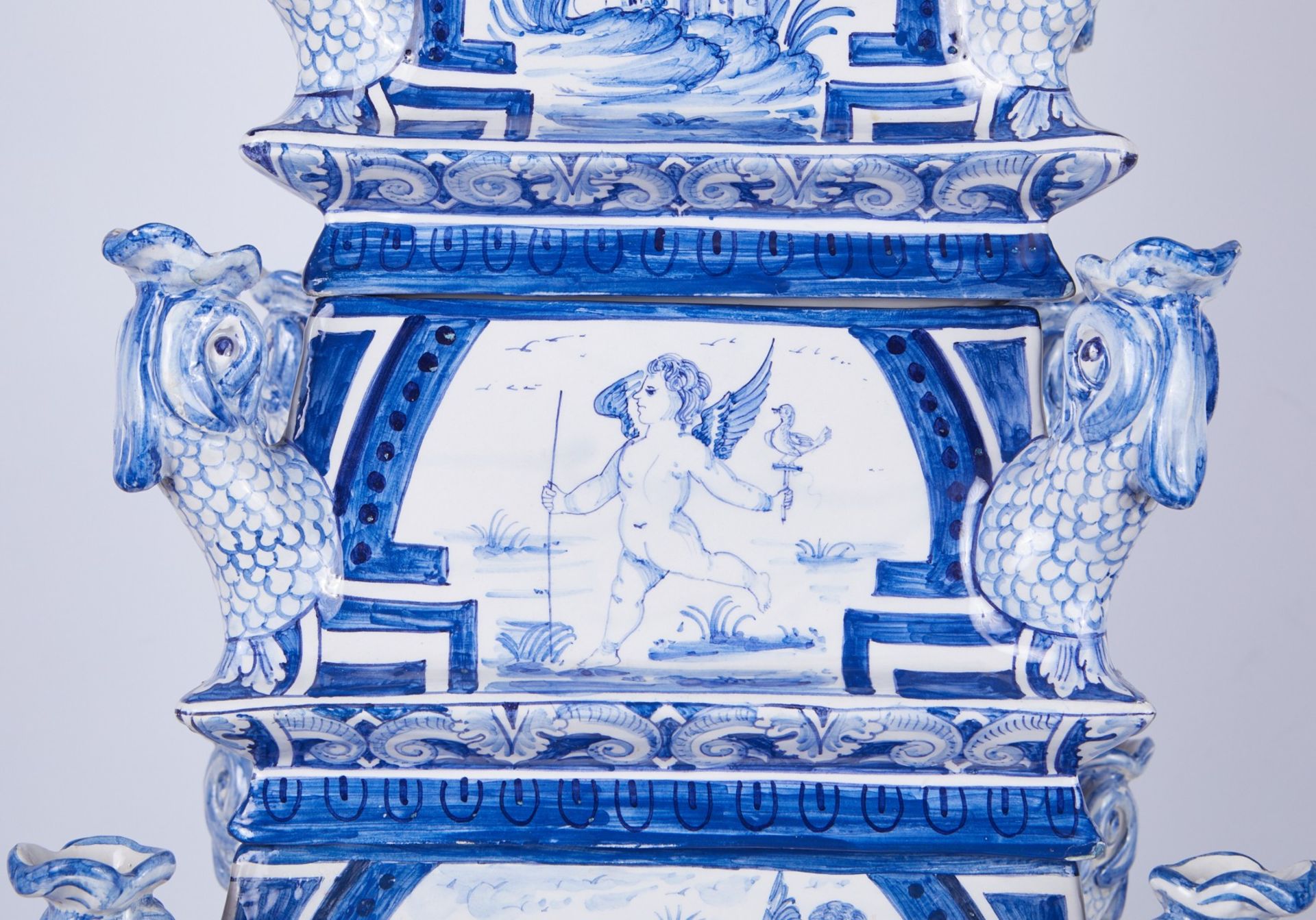 Large Dutch Delft 8 Tiered Porcelain Tulipiere - Bild 10 aus 29