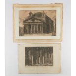 Group of Two Piranesi Etchings Pantheon Rome