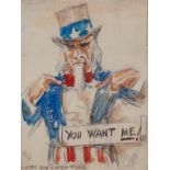 James Montgomery Flagg Uncle Sam WC on Paper