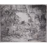 Rembrandt "Adoration of the Shepherds" 18th c. Etching