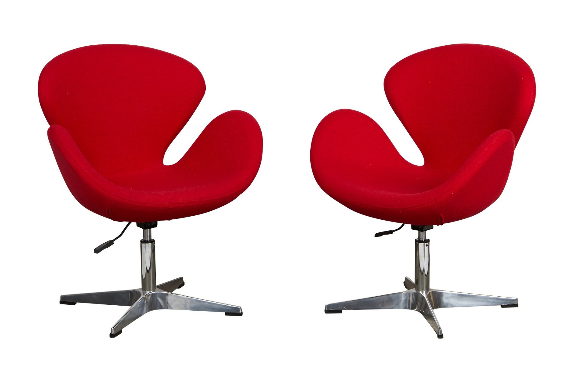 Pair Arne Jacobsen Red Swan Chairs