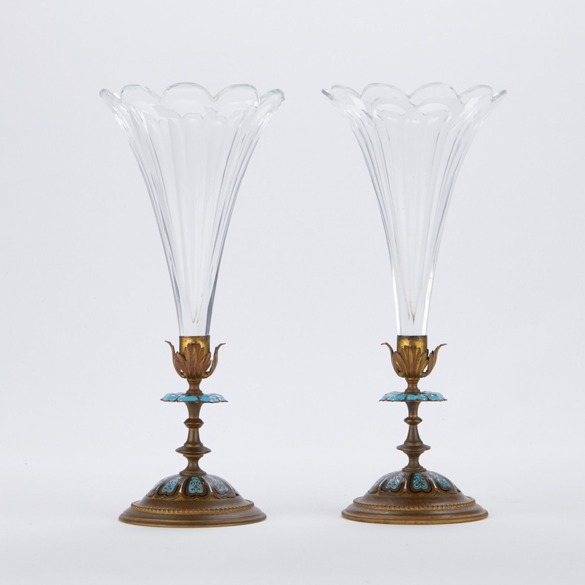 Pr: Crystal & Bronze Trumpet Vases - Bild 4 aus 8