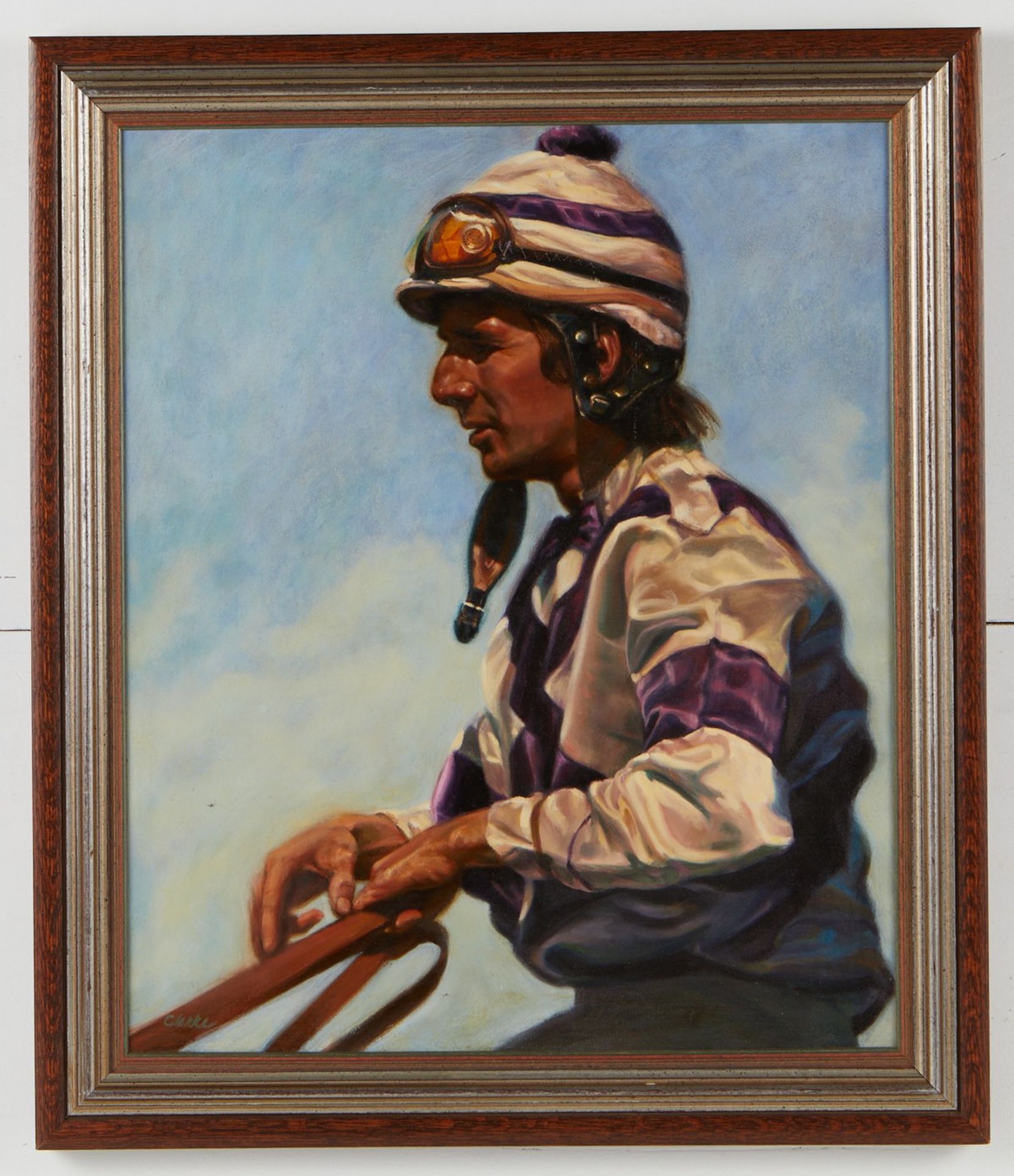 Lonni Clarke Jockey Painting Oil on Canvas - Bild 2 aus 5