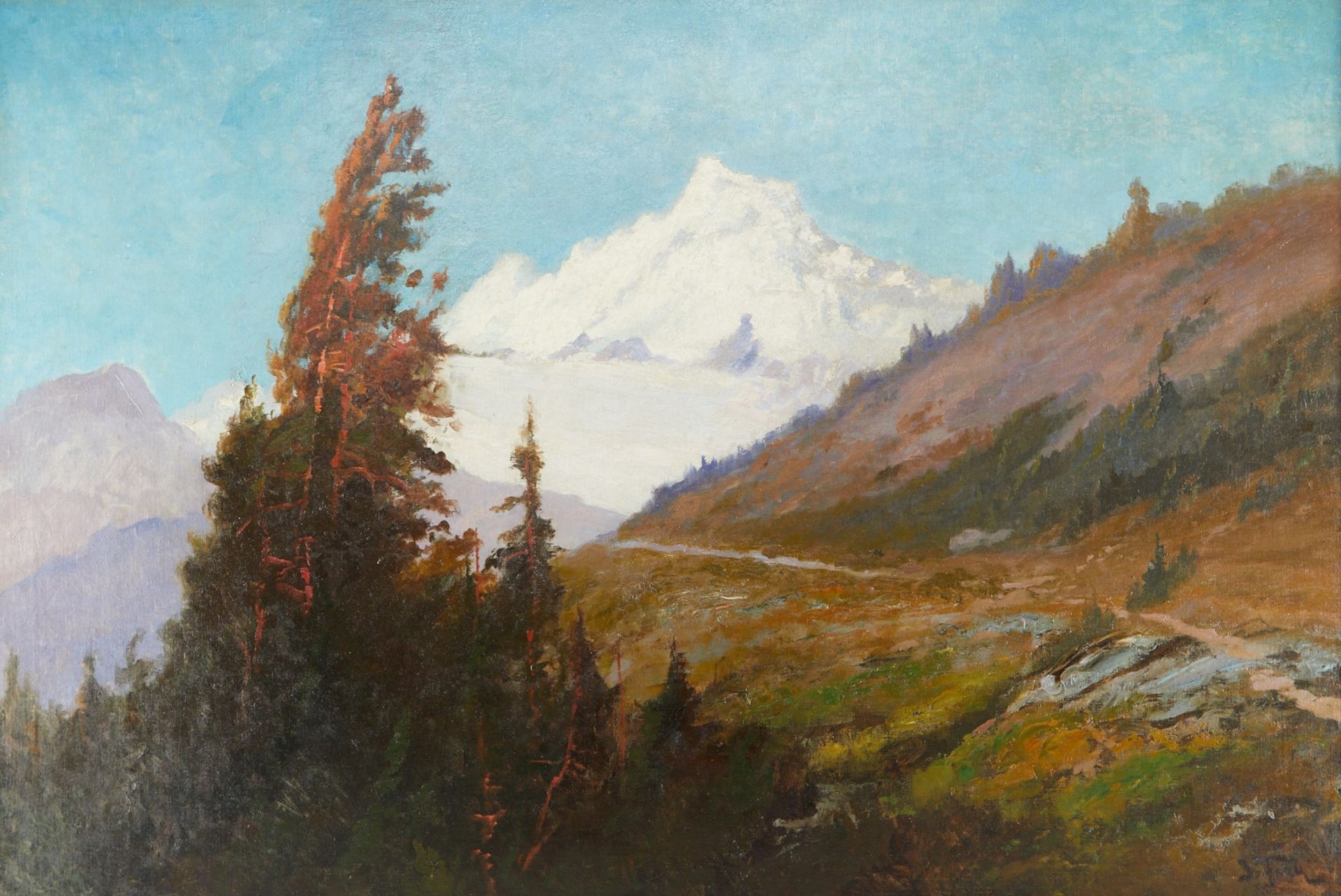 John Fery Oil Painting Mountain Landscape - Image 2 of 5