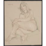 Paul Cadmus Seated Female Nude Crayon on Paper