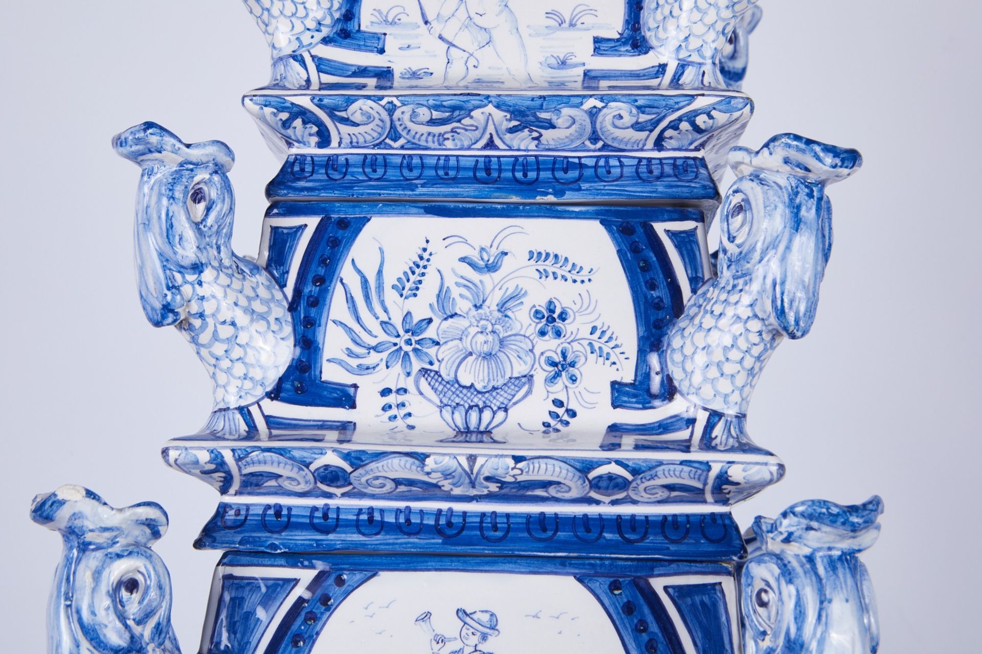 Large Dutch Delft 8 Tiered Porcelain Tulipiere - Bild 13 aus 29