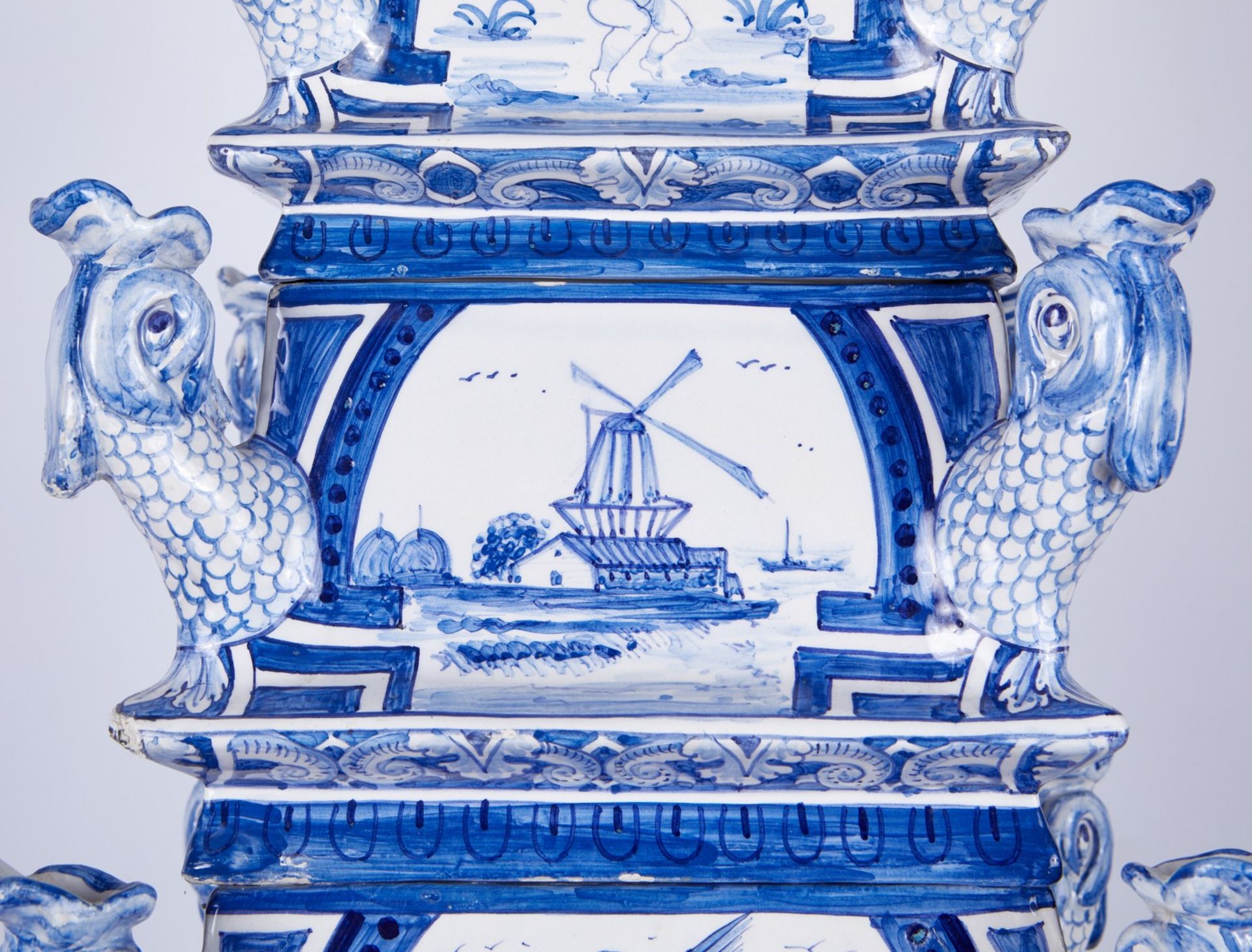 Large Dutch Delft 8 Tiered Porcelain Tulipiere - Bild 17 aus 29