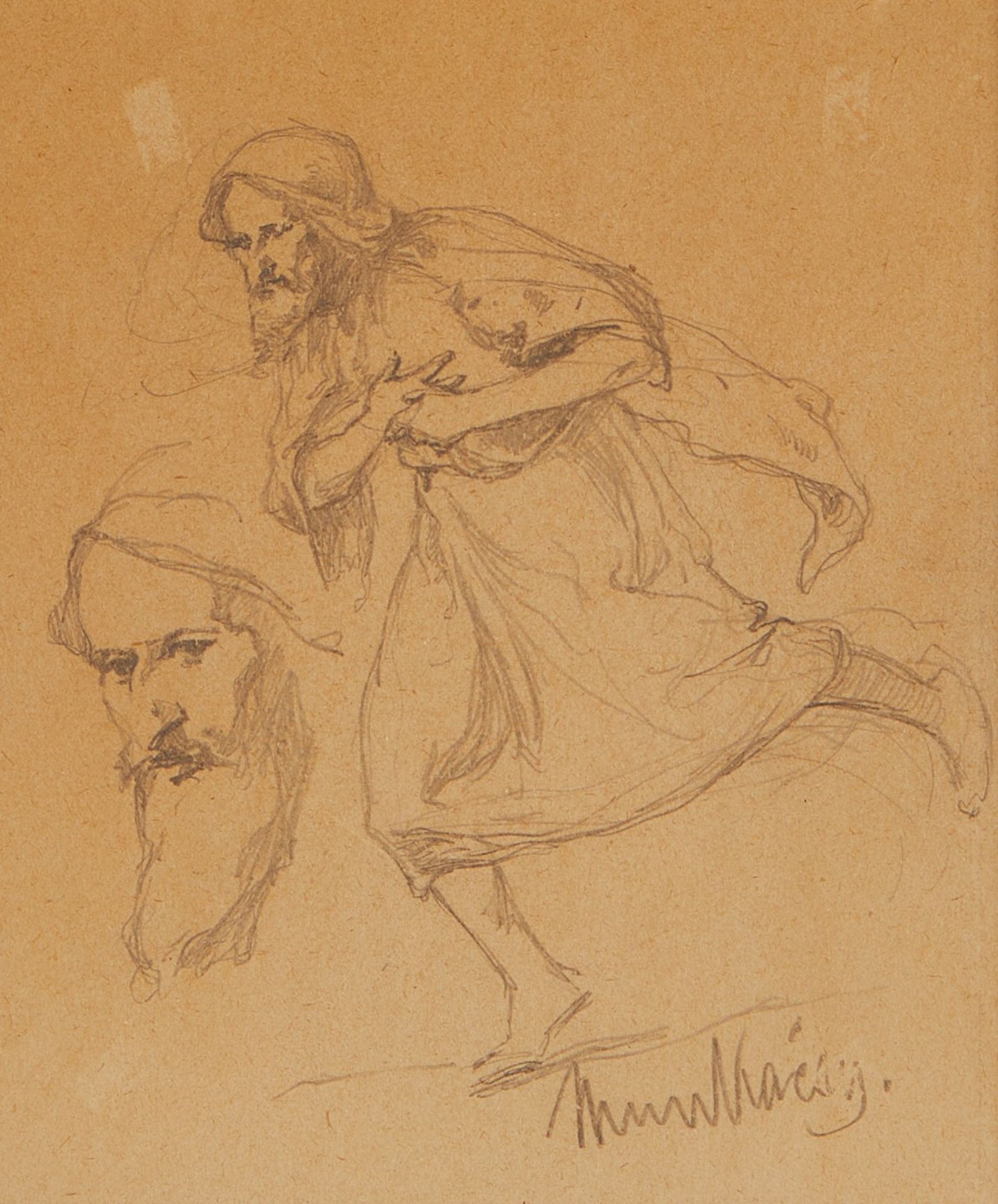 Grp: 3 Mihaly Munkacsy Drawings Figure Studies - Bild 8 aus 10