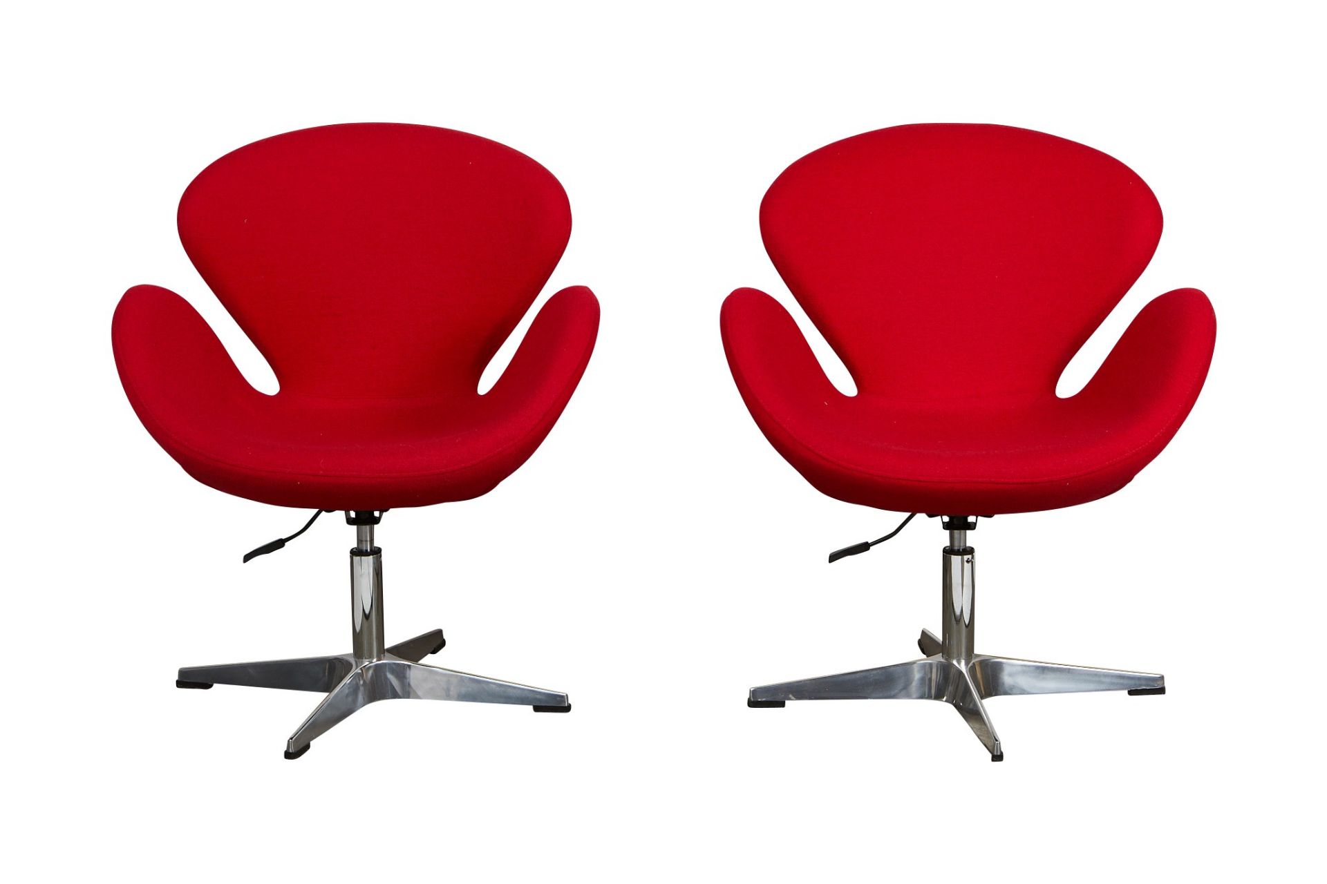 Pair Arne Jacobsen Red Swan Chairs - Bild 2 aus 6