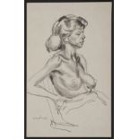 Paul Cadmus Seated Female Nude Graphite on Paper