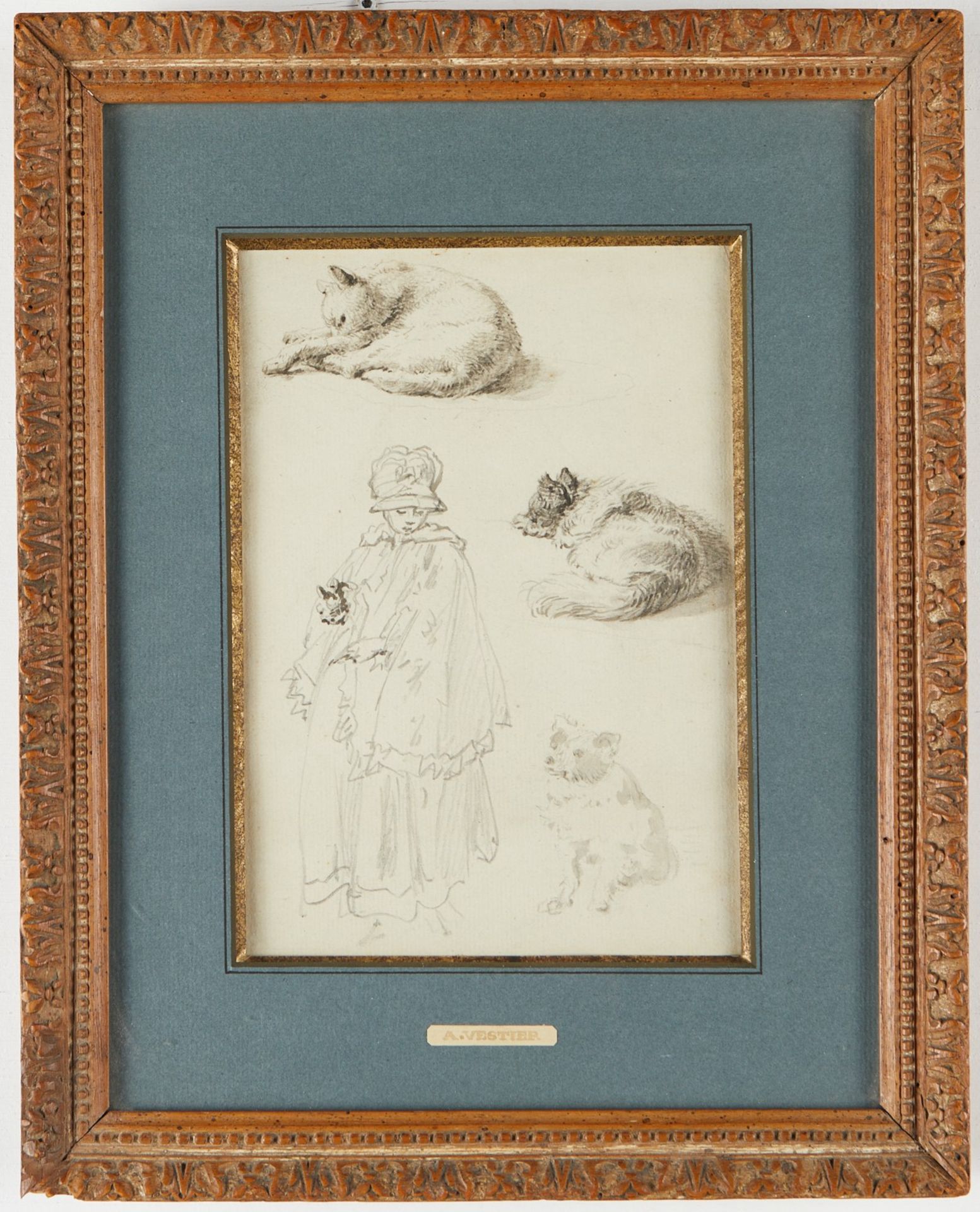 Antoine Vestier Studies Cats & Child - Image 2 of 5