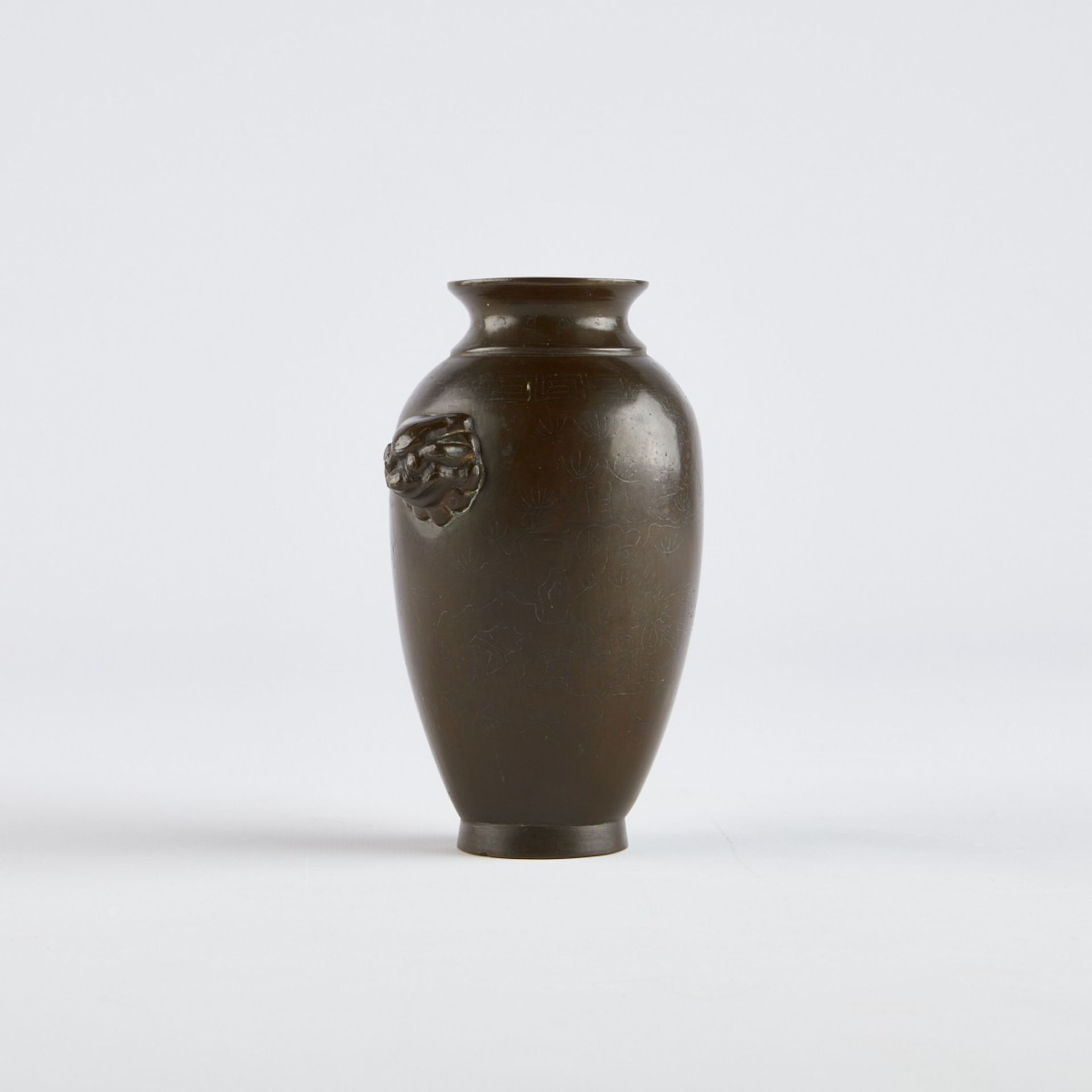18th-19th c. Chinese Bronze Vase w/ Silver Inlay - Bild 3 aus 8