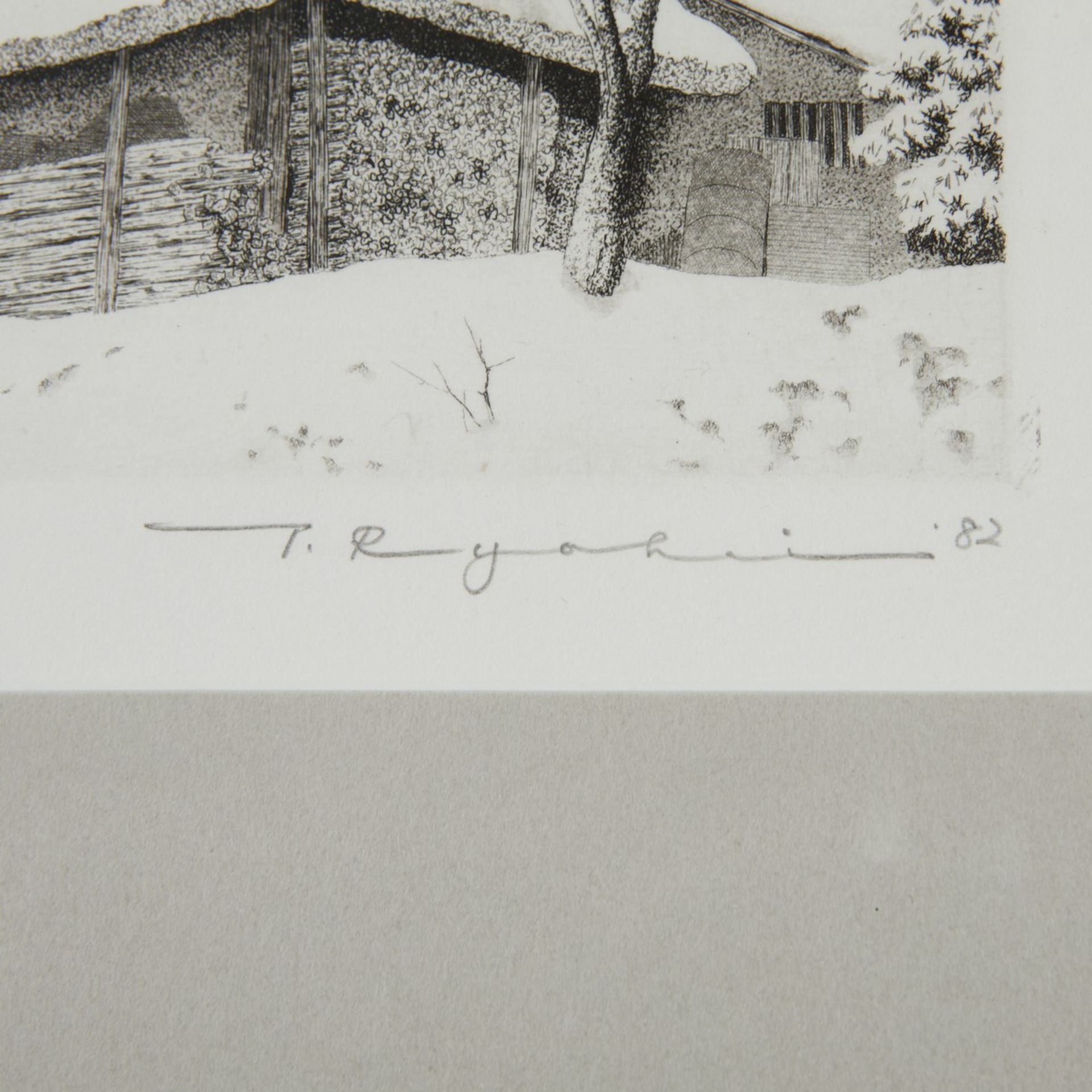Ryohei Tanaka "Snow on Thatched Roof #2" Shin-hanga Print - Image 3 of 4