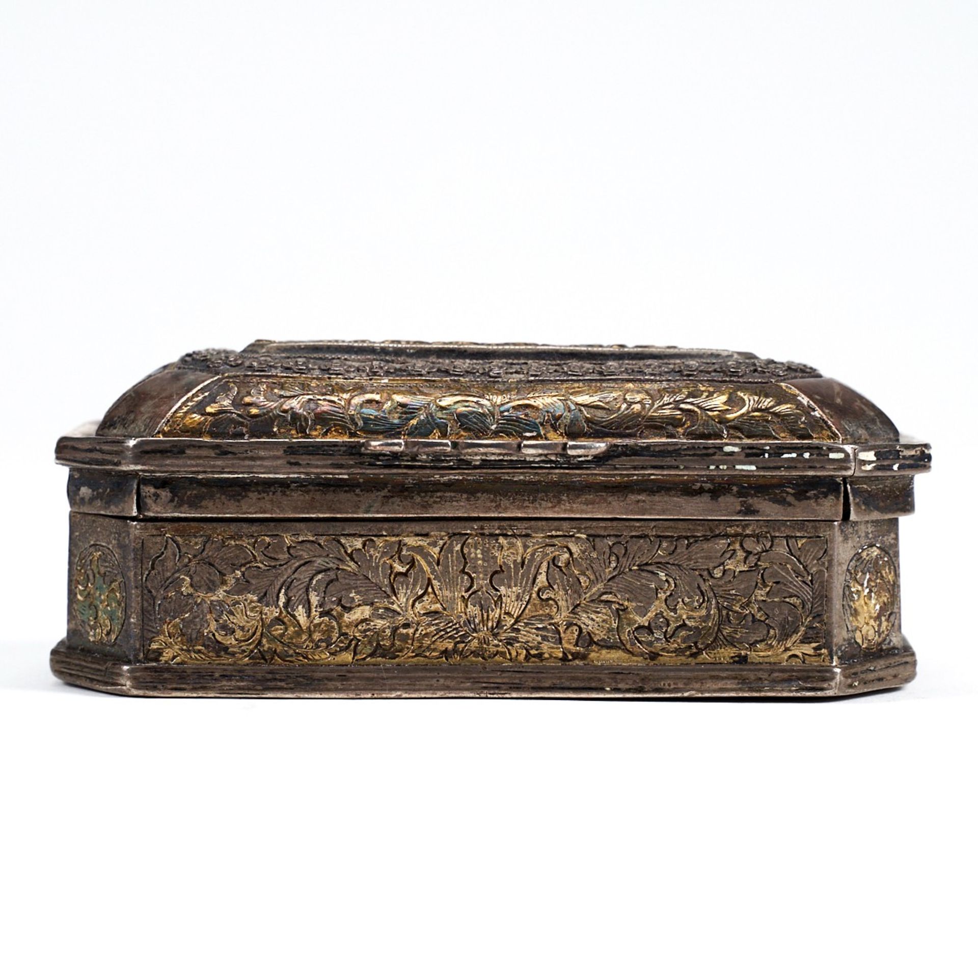 19th c. Indonesian Sumatra Silver Gilt Tobacco Box - Bild 4 aus 8