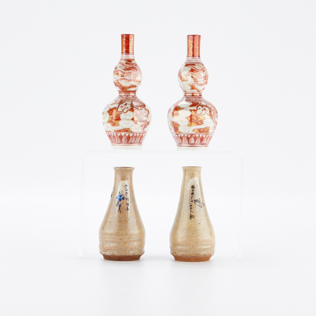 Grp: 4 Japanese Ceramic Sake Bottles 2 Pairs - Image 4 of 16