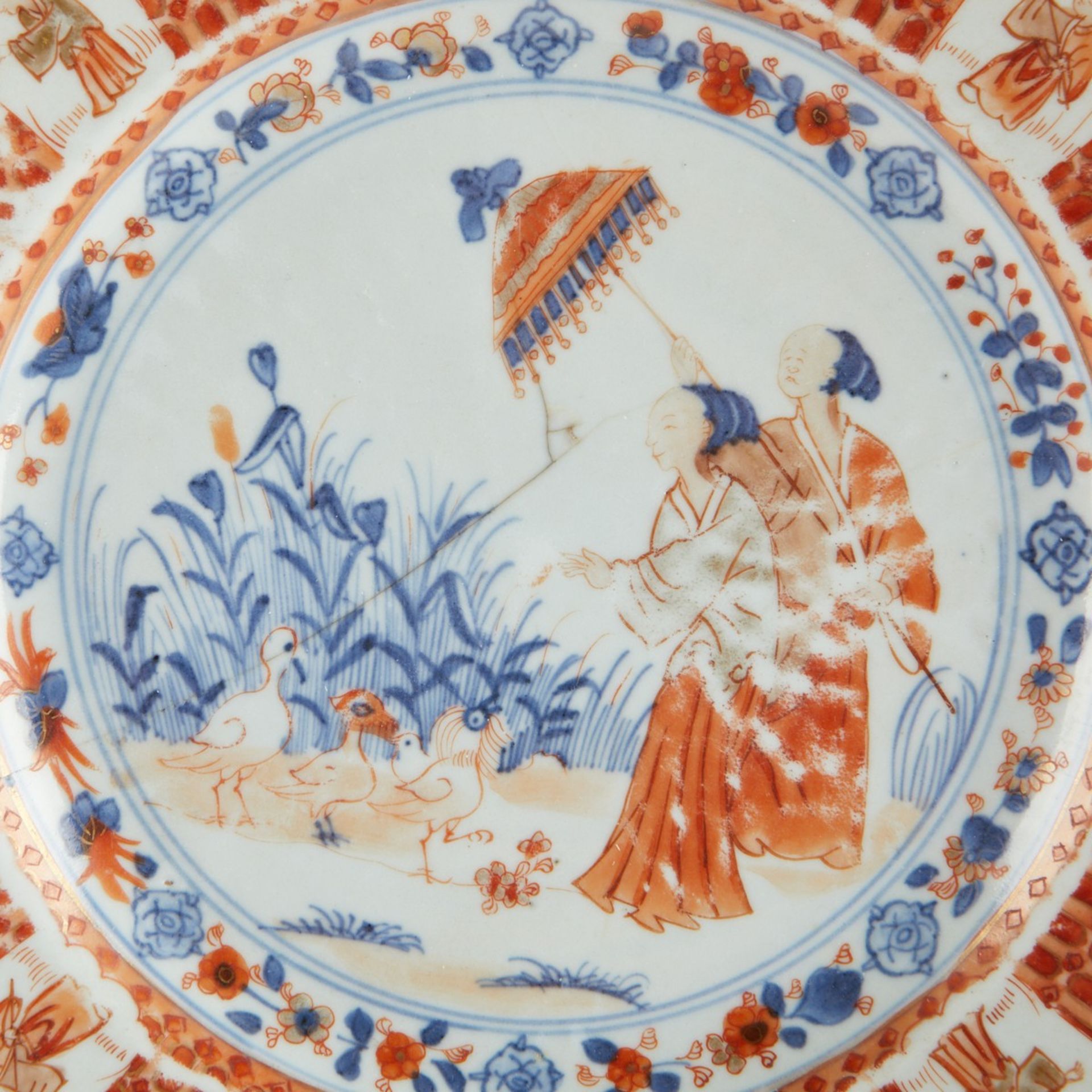 Chinese Export Porcelain Dish Pronk La Dame au Parasol - Bild 5 aus 5