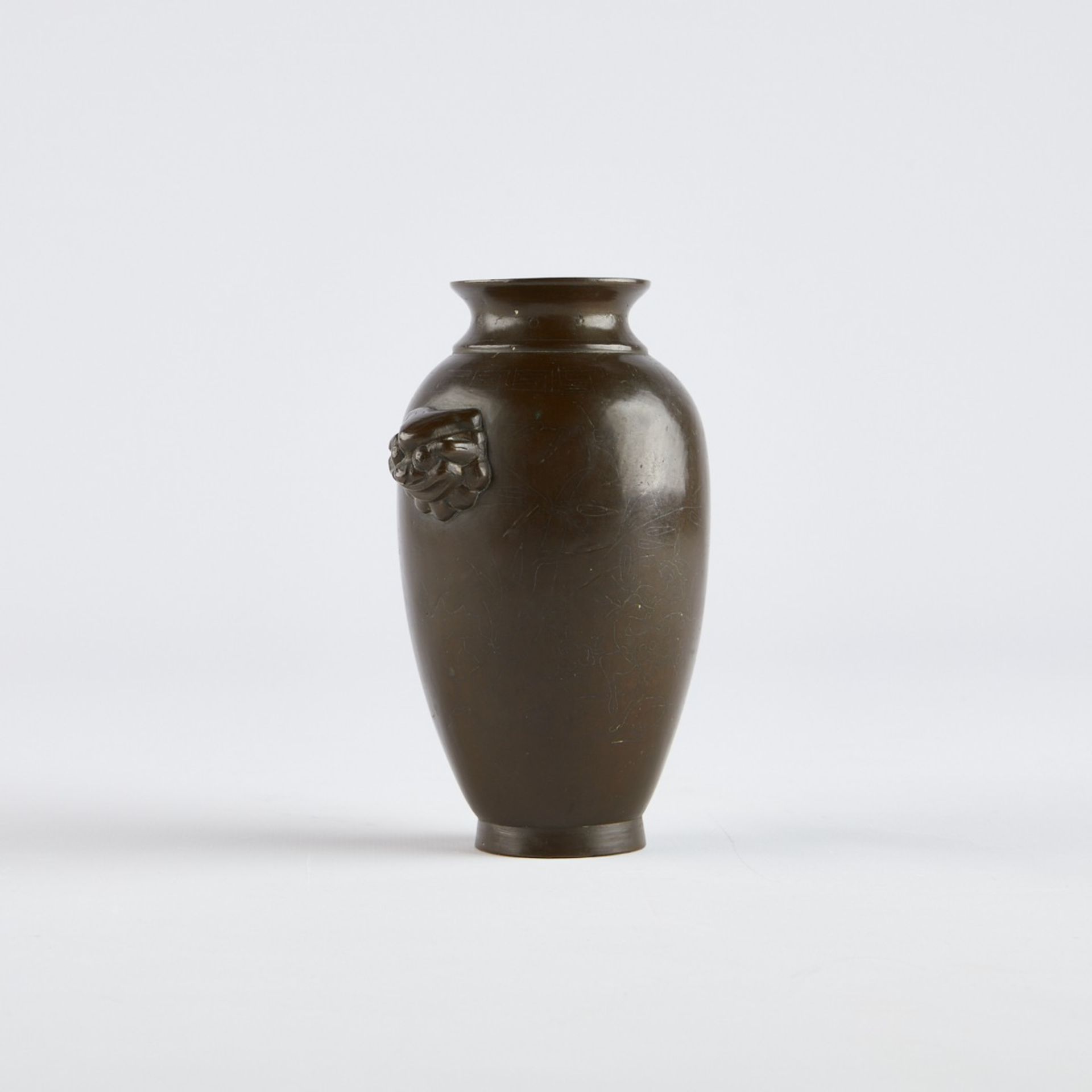 18th-19th c. Chinese Bronze Vase w/ Silver Inlay - Bild 4 aus 8