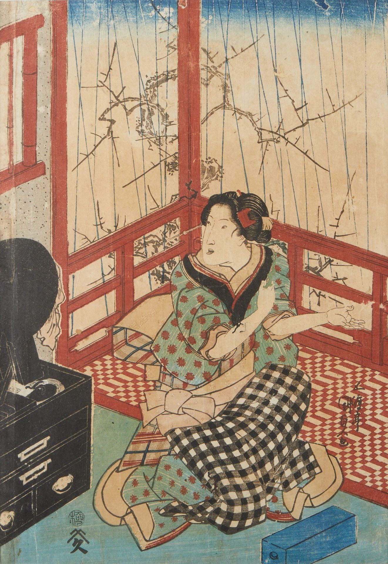Grp: 2 Japanese Ukiyo-e Triptychs - Bild 13 aus 20
