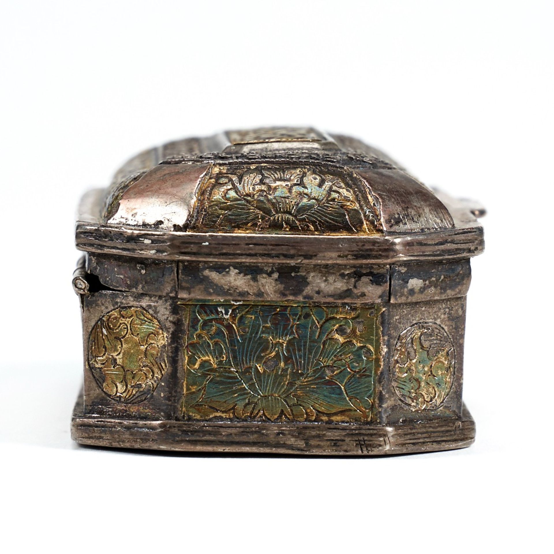 19th c. Indonesian Sumatra Silver Gilt Tobacco Box - Bild 7 aus 8