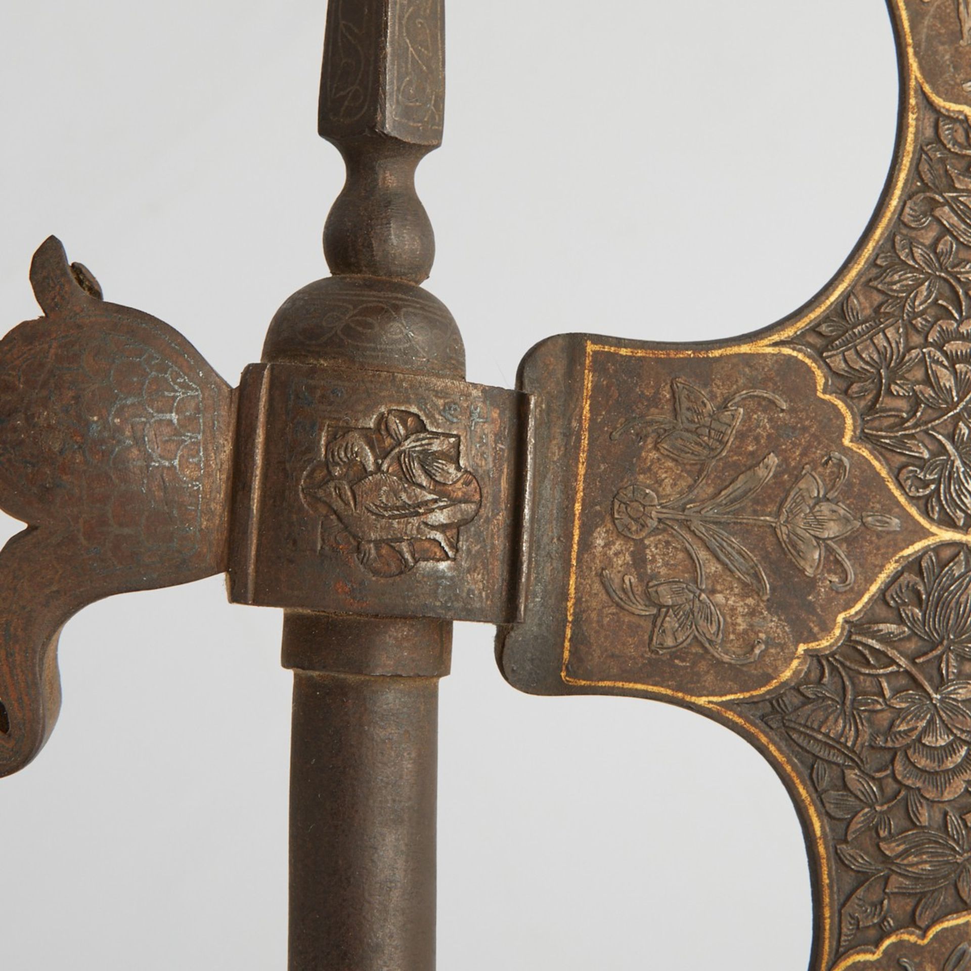Persian Damascened Iron & Steel Ax - Bild 5 aus 9