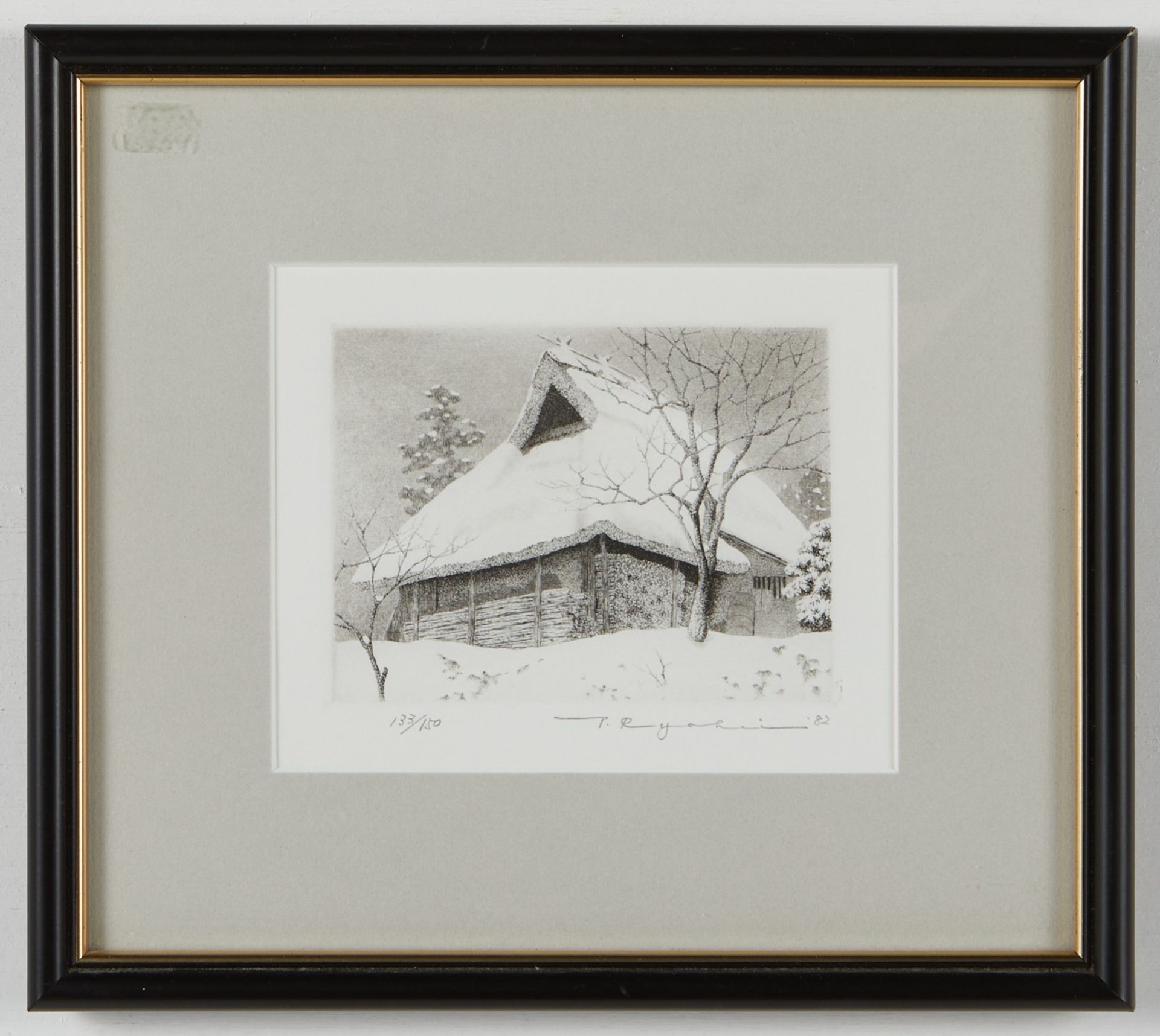 Ryohei Tanaka "Snow on Thatched Roof #2" Shin-hanga Print - Image 2 of 4