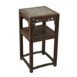 Chinese Rosewood Stand w/ Marble Insert - Cracked