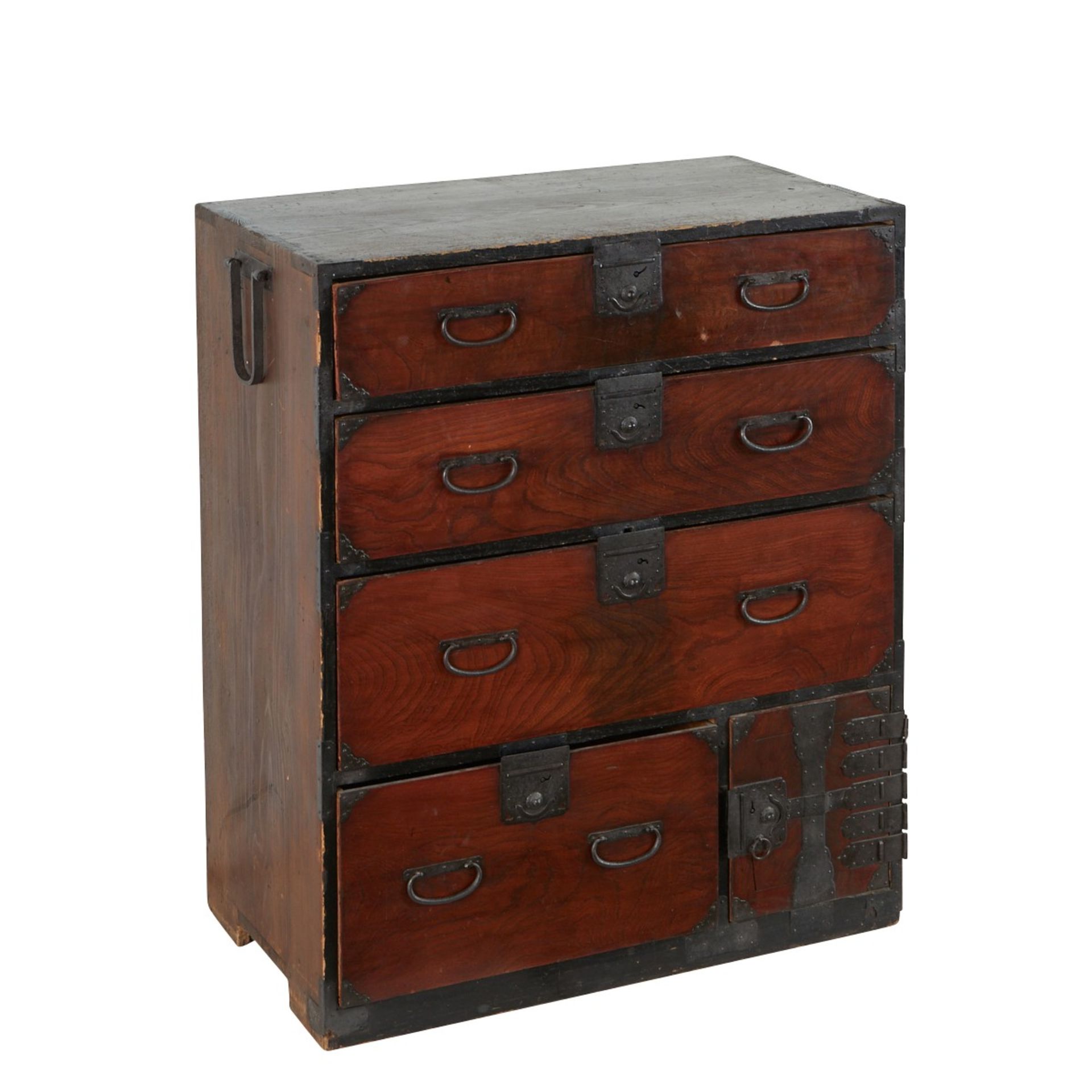 Japanese Meiji Tansu w/ 4 Drawers & Door