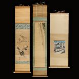 Grp: 3 Early Japanese Scrolls - Ink Paintings