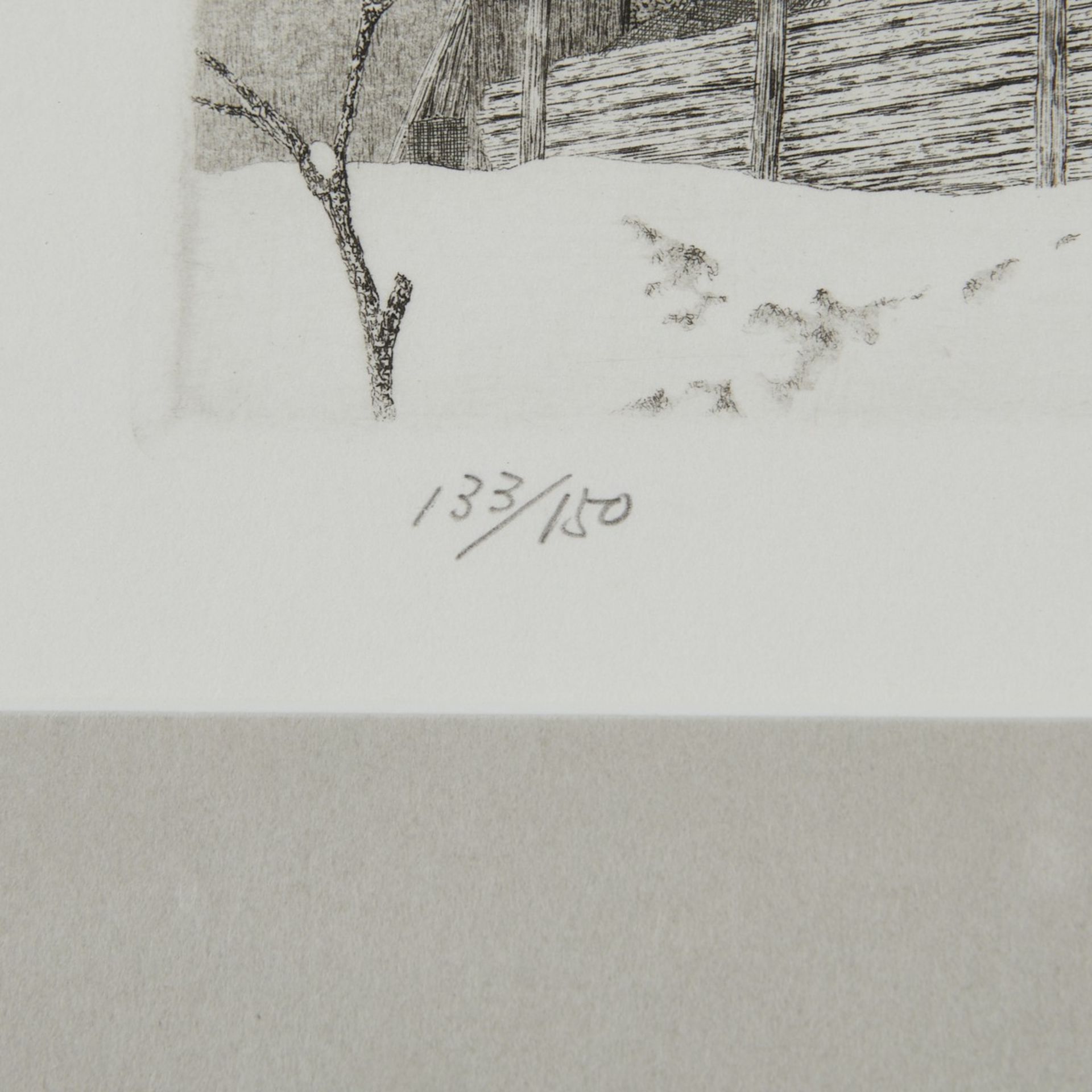 Ryohei Tanaka "Snow on Thatched Roof #2" Shin-hanga Print - Image 4 of 4