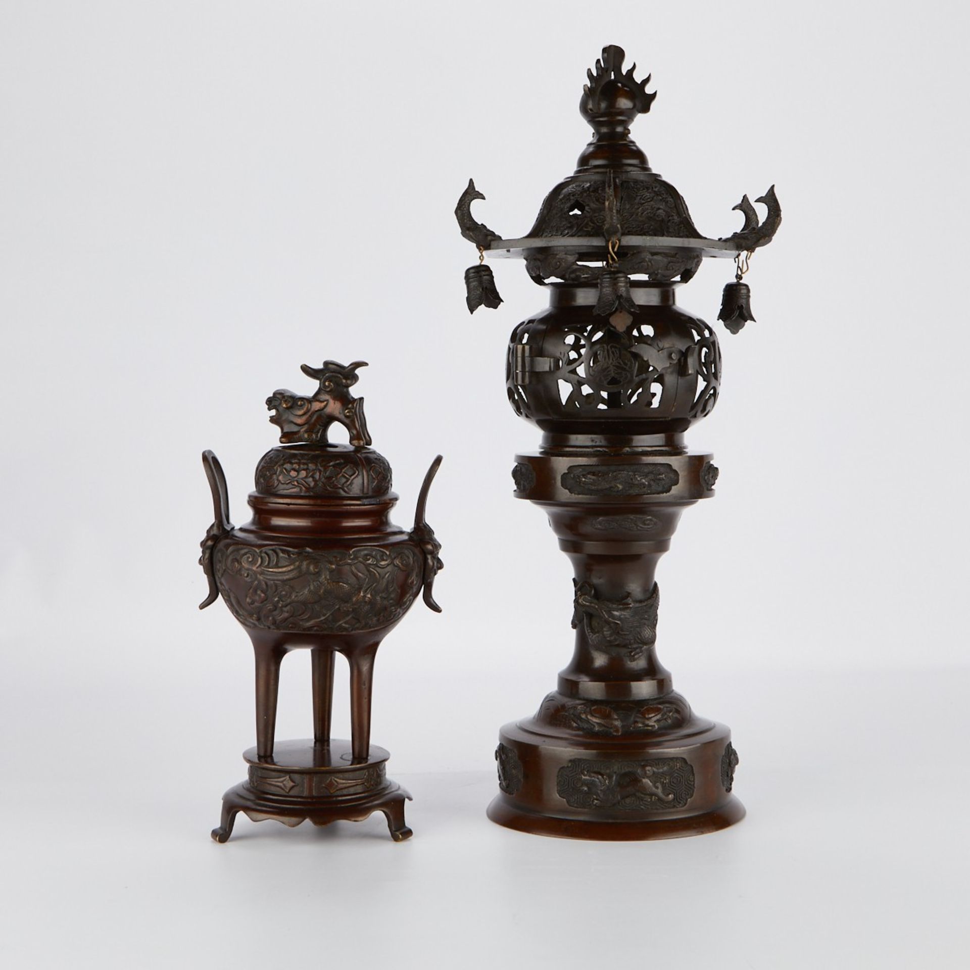 Japanese Bronze Lantern w/ Bronze Censer